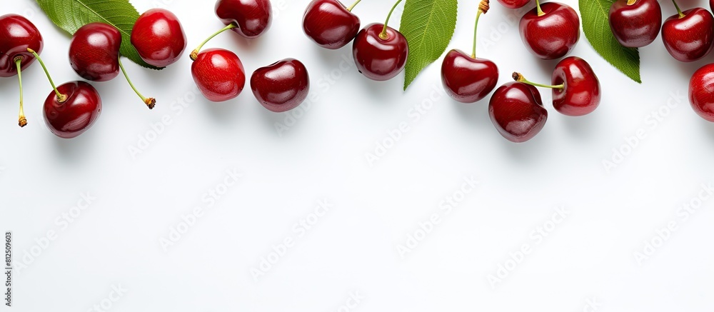 Aufkleber A top down view of cherries on a white background with space available for additional content or text perfect as a copy space image