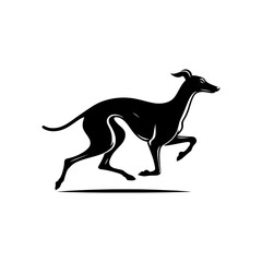 Fototapeta premium Running Whippet Dog Vector Silhouette - Graceful Agility and Energetic Spirit of this Athletic Canine- Running Whippet Dog Illustration- Minimalist Running Whippet Dog.