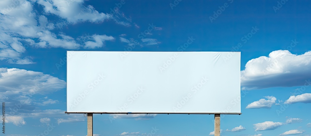 Poster use this blank billboard against a picturesque blue sky as a copy space image ready for you to add y