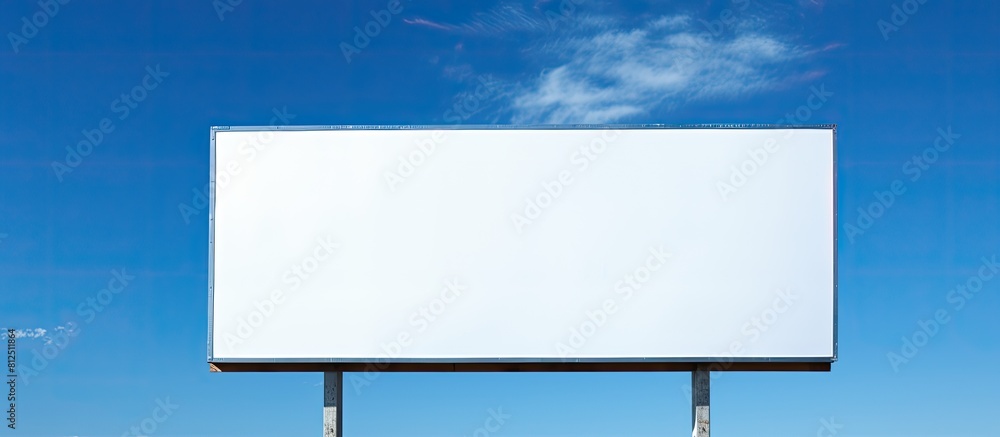 Poster use this blank billboard against a picturesque blue sky as a copy space image ready for you to add y