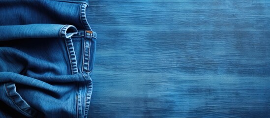A trendy copy space image featuring a background of stylish blue denim