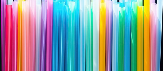 A variety of vibrant plastic drinking straws can be seen in this stock image providing many disposable options. Creative banner. Copyspace image - Powered by Adobe