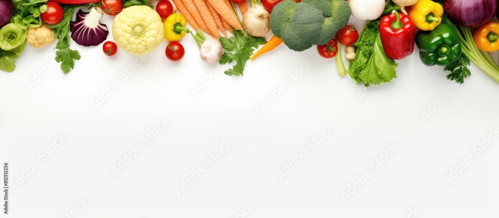 Aufkleber A vibrant array of vegetables forms a frame around a blank area for text in the copy space image