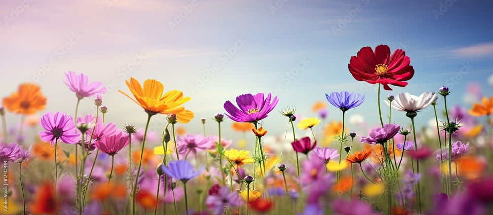 Aufkleber a vibrant summer meadow filled with colorful flowers and fragrant herbs creating a picturesque lands