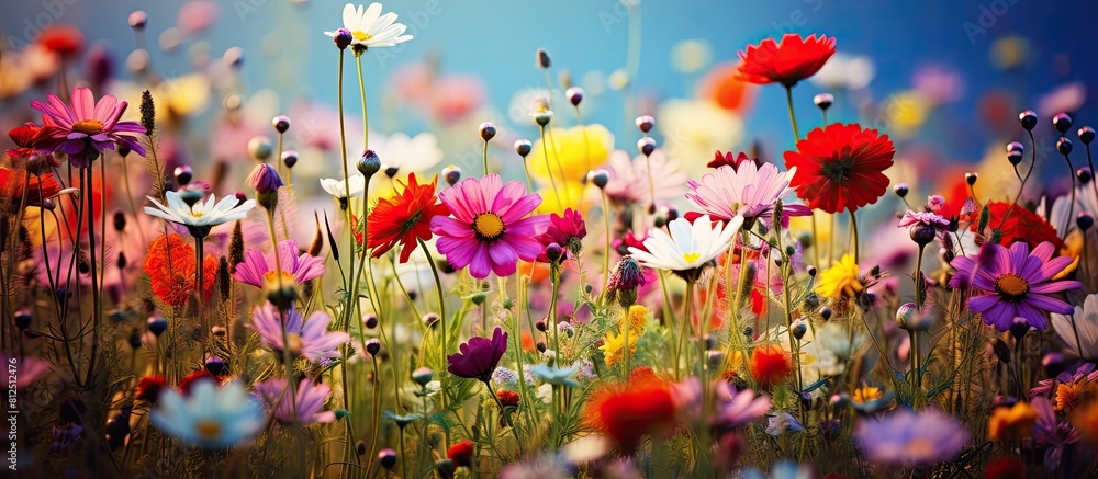 Aufkleber a vibrant summer meadow filled with colorful flowers and fragrant herbs creating a picturesque lands