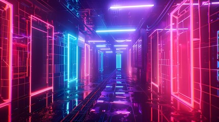 Unlock the secrets of the cyber frontier as you navigate through a maze of neon-lit corridors