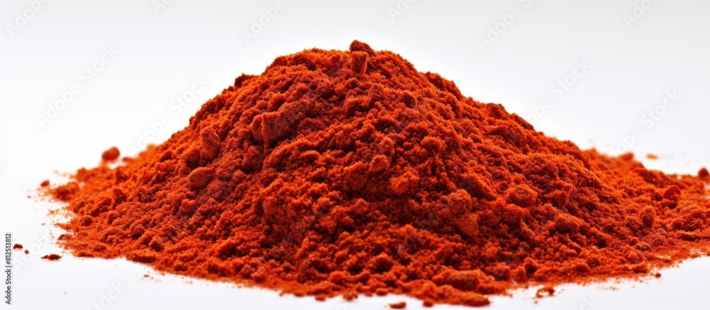 Poster a white background with a raw organic red saffron spice providing ample copy space for text or other