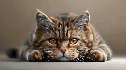  Intriguing 3D depiction of a beautiful cat, skillfully crafted to convey its grace and sophistication in every stroke of the brush. 
