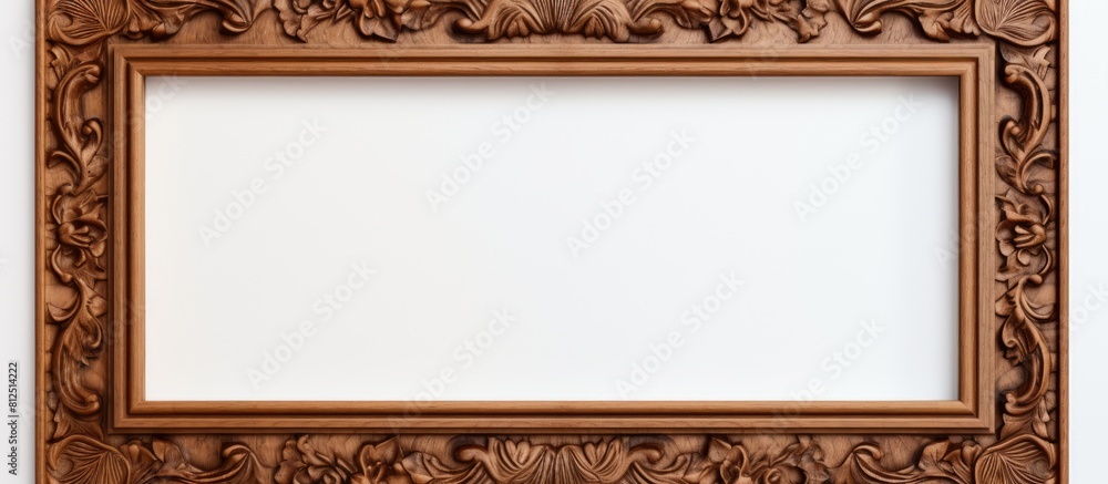 Poster A wooden picture frame stands alone on a white background ready to showcase a copy space image with its included clipping path