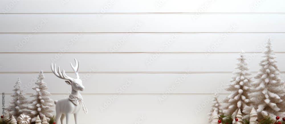 Poster on a white wooden surface there is a christmas tree toy featuring an angel and a deer it is beautifu