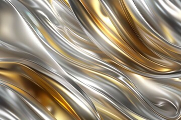 Abstract silver and gold background with smooth lines