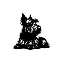 Minimalist Scottish Terrier Vector Silhouette - Capturing the Classic Charm of this Iconic Breed in Simplistic Elegance- Scottish Terrier Illustration.
