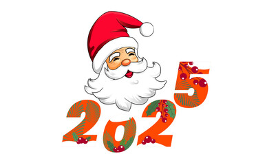 Santa claus. Merry Christmas and Happy New Year 2025. on a transparent background.