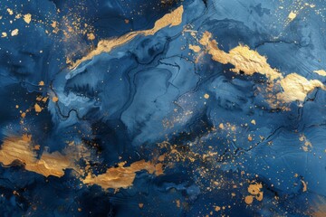 Fototapeta premium Painting of a blue and gold color with gold paint