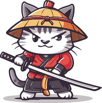 recommend clip art: Cute cartoon ninja cat 
