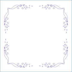 Light purple vegetal ornamental frame with leaves, decorative border, corners for greeting cards, banners, business cards, invitations, menus. Isolated vector illustration.	
