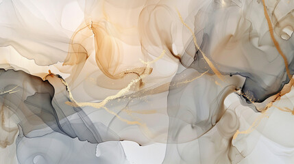 Warm beige and cool gray abstract painting, high-quality alcohol ink and oil paint textures.