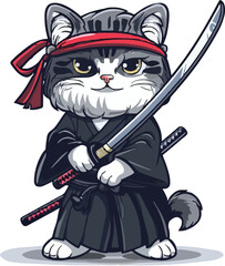 Cute cartoon ninja cat 