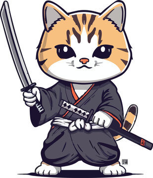 recommend clip art: Cute cartoon ninja cat 