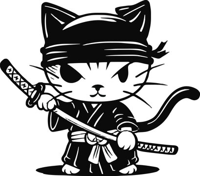 recommend clip art: Cute cartoon ninja cat 