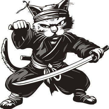 recommend clip art: Cute cartoon ninja cat 