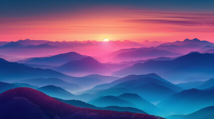 Obraz premium Mountain landscape at sunset 