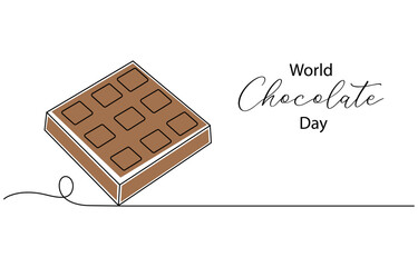 A drawing of a chocolate day bar with the word chocolate Single line art