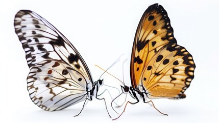Naklejka premium Two beautiful Butterflies isolated on a white background. generative ai