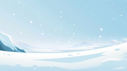 Vector illustration. Flat landscape. Snowy background. Snowdrifts. Snowfall. generative ai