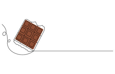 A drawing of a chocolate day bar with the word chocolate Single line art
