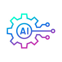 Circuit board with gear icon, Smart AI Cogwheel engineering technological concept, Digital technology, Vector illustration