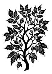 Tree . Black and white botanical pattern. For use in graphics, materials. Abstract plant shapes. Minimalist illustration for printing on wall decorations. Generated by Ai