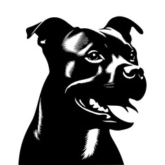 Staffordshire Bull Terrier Vector Silhouette - Capturing Strength and Courage in Simplistic Elegance- Minimalist Staffordshire Bull Terrier- Illustration of Staffordshire Bull Terrier.