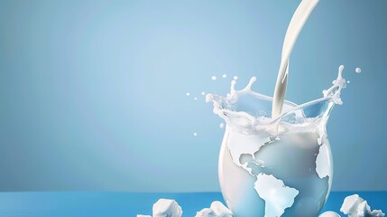 World Milk Day background a glass full of milk cartoon promotional illustration,AI generated.