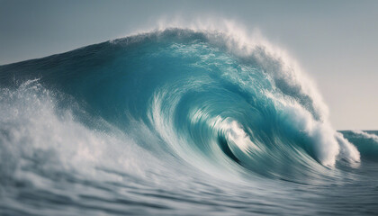 Blue Ocean Wave in the Tube Getting Barreled, isolated white background
