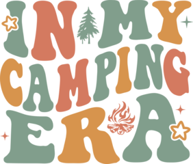 In my camping era retro svg, camping wavy font vector, camping era png, camping retro wavy svg, happy camper vector