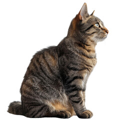 Tabby Cat Sitting and Looking Sideways
