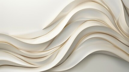 A minimal abstract background with soft waves in white and beige colors. AIG51A.