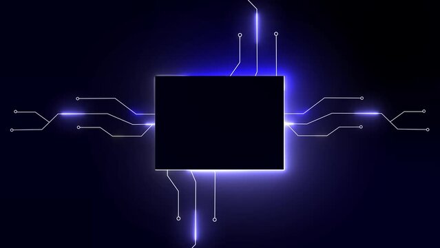 Blue gradient black glow-in-the-dark background animation. cyber digital neon matrix. space for text or logo