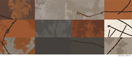 Texture of Old Walls and Rusty Iron - Vector Illustration.