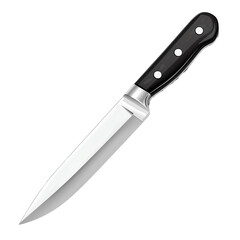 Professional kitchen knife with black and white handle isolated on a transparent background