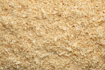 Dry natural sawdust as background, top view