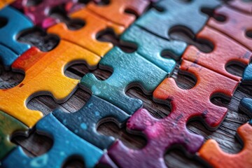 colorful unfinished puzzle pieces professional photography