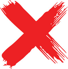 Red cross sign. Wrong mark. Red cross X symbol. Red grunge X icon. Cross brush sign stock vector.