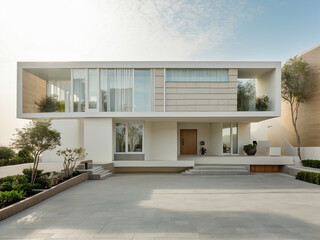 Modern Architectural Marvel, Sleek Lines and Neutral Tones