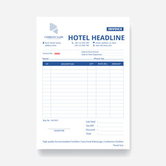 Obraz premium Hotel Headline Invoice Template. Vector Illustration.