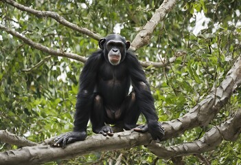 A view of a Chimpanzee in the forest