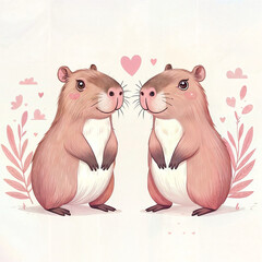 Capybara illustration, cute, flat, friendly, funny
