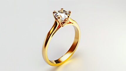 Beautiful Gold Engagement Ring with a Diamond

