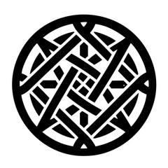 Round black geometric pattern on white background